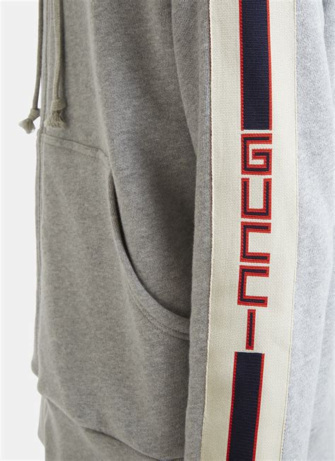 hooded zip up sweatshirt with gucci stripe replica|gucci chain print hoodie.